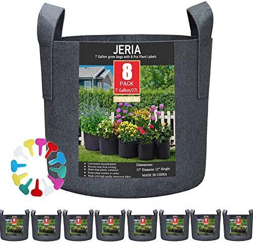 JERIA 8-Pack 7 Gallon Grow Bags, Aeration Fabric Pots with Handles, Heavy Duty Thickened Nonwoven... | Amazon (US)