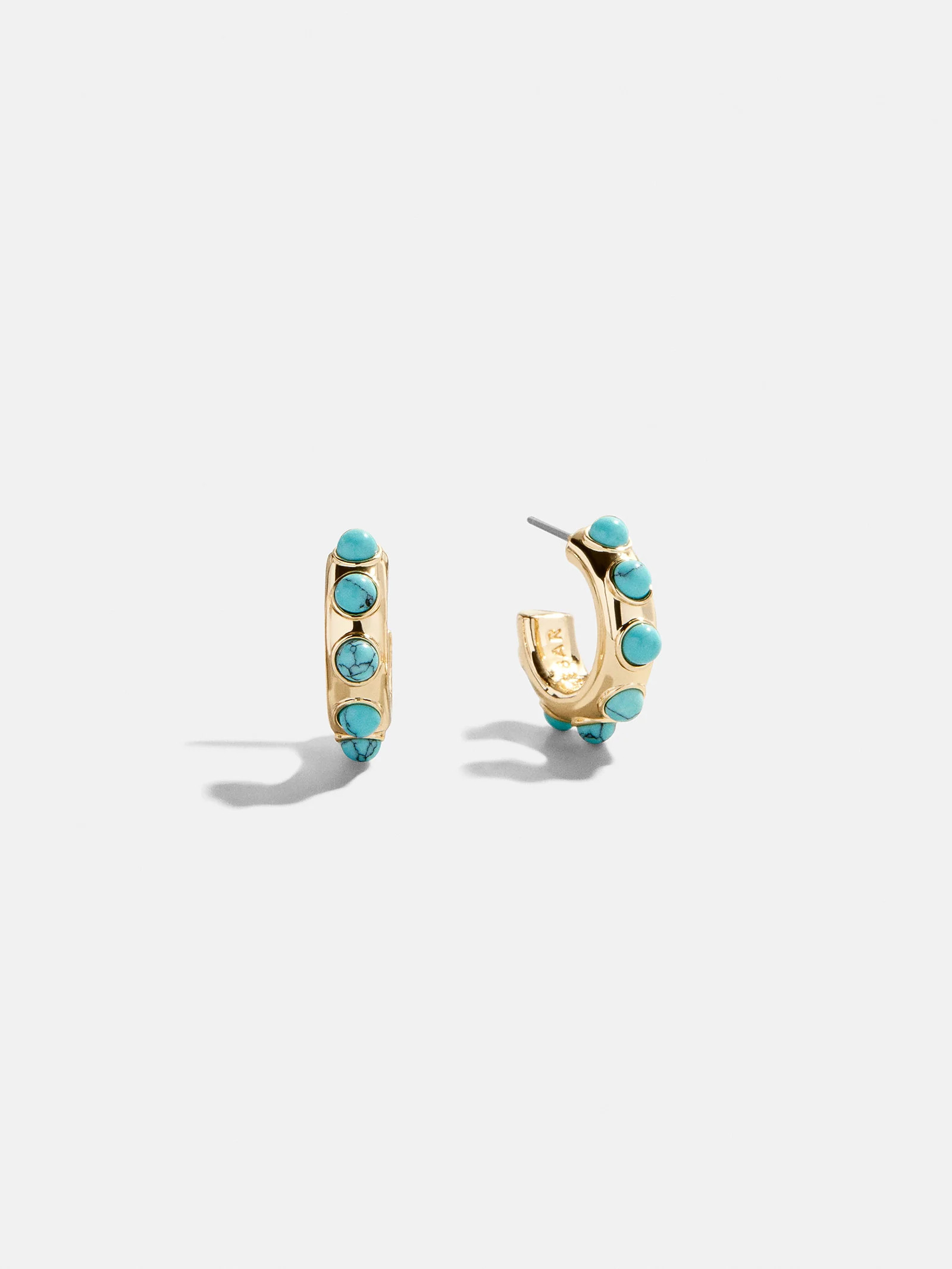 Mariana Semi-Precious Huggie Earrings - Gold/Turquoise | BaubleBar