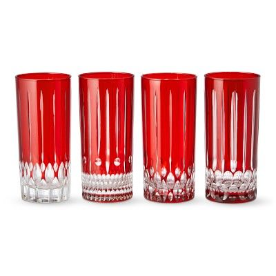 Wilshire Jewel Cut Red Highball Glasses, Set of 4 | Williams-Sonoma