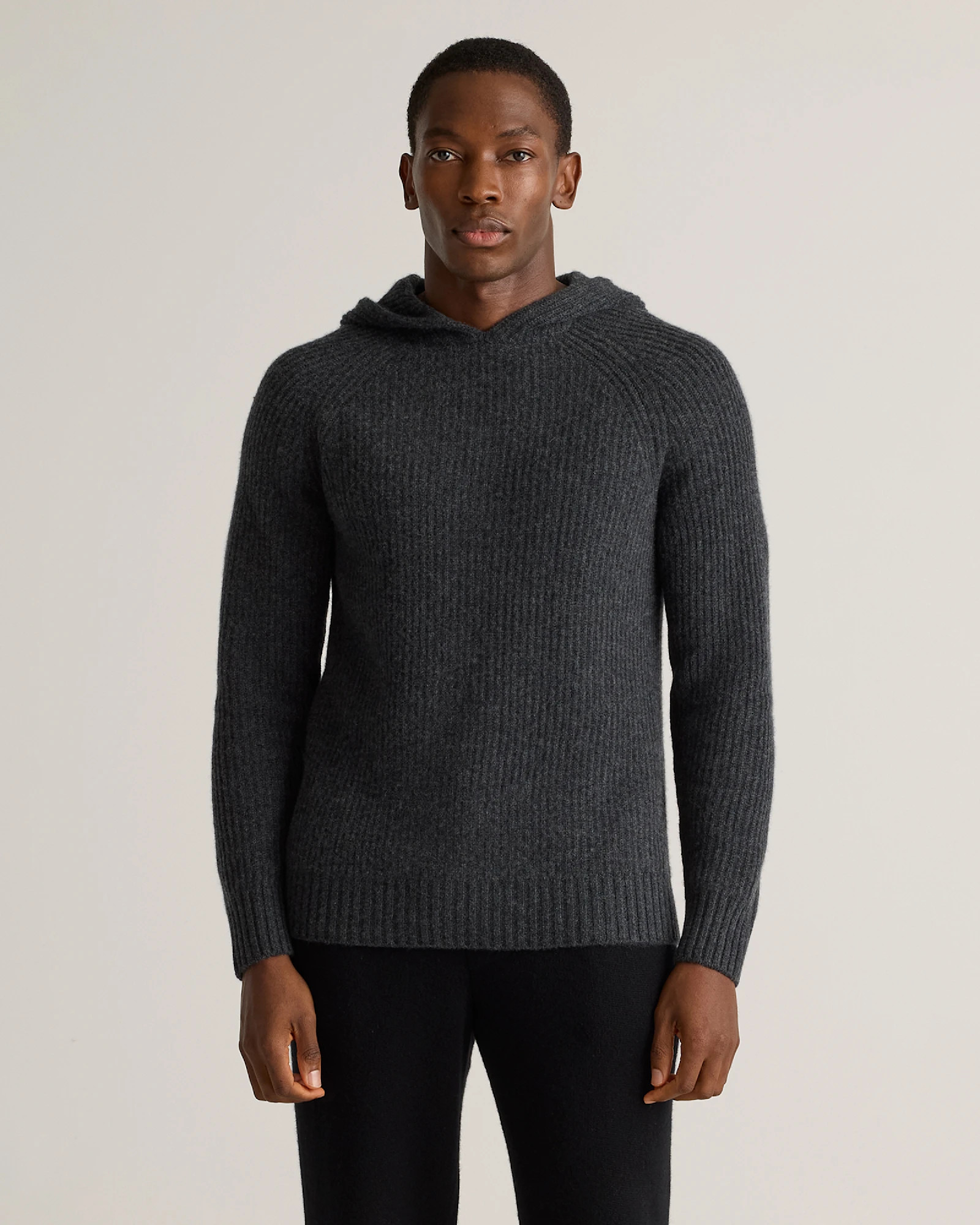 Mongolian Cashmere Fisherman Pullover Hoodie in Charcoal | Quince