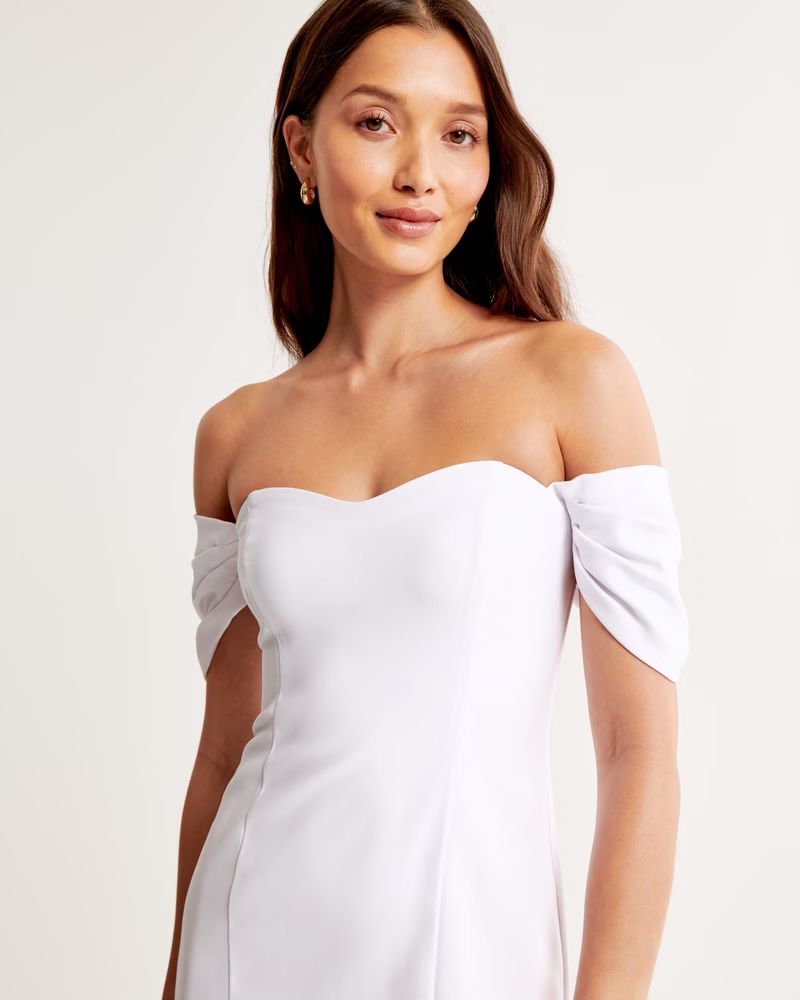 Clean Off-The-Shoulder Midi Dress | Abercrombie & Fitch (US)
