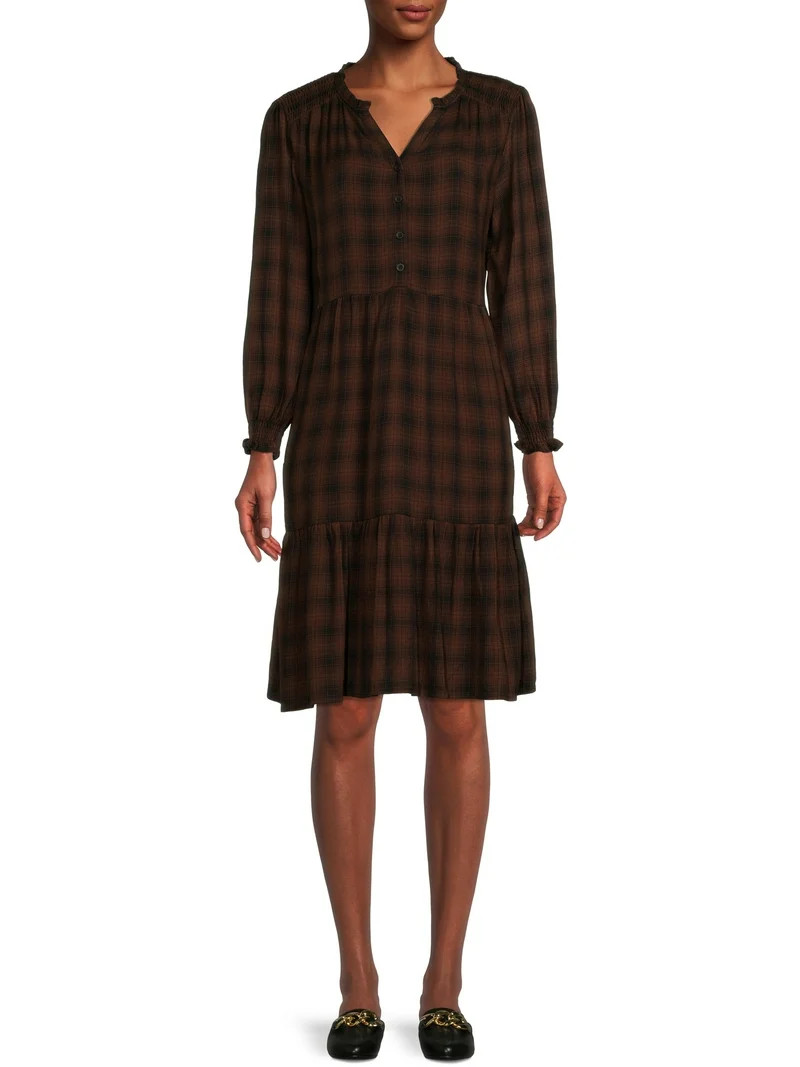 Blu White Blu's Women's Plaid Button Down Dress - Walmart.com | Walmart (US)