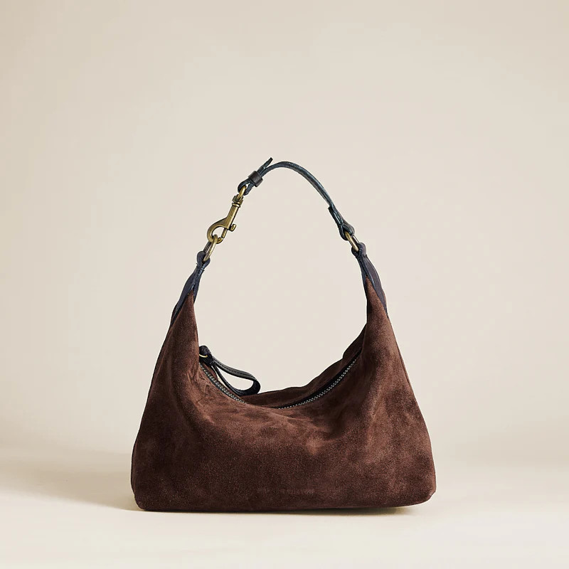 Small Maurice Hobo w/ Convertible Handle - Suede Espresso | Parker Thatch