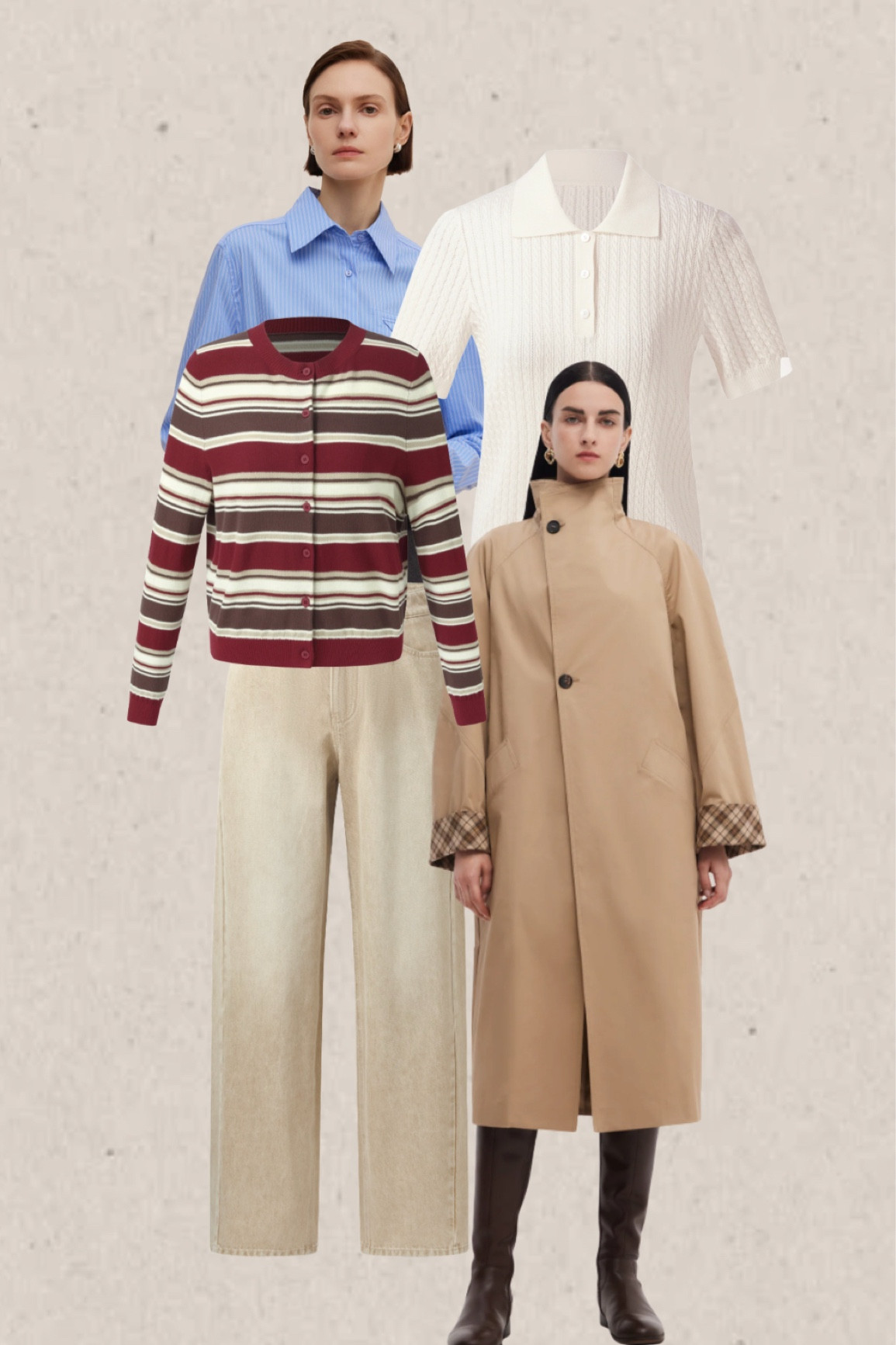 Autumn transitional wardrobe staples 🤍 trench coat, polo shirt, stripe cardigan. Goelia, highstreet fashion.

#LTKU #LTKstyletip #LTKSeasonal