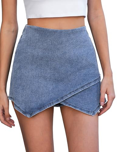 Vetinee Women Denim Skort for Women Stretchy Mini Jean Skirt Modern Blue Size Medium US Size 8 to 10 | Amazon (US)