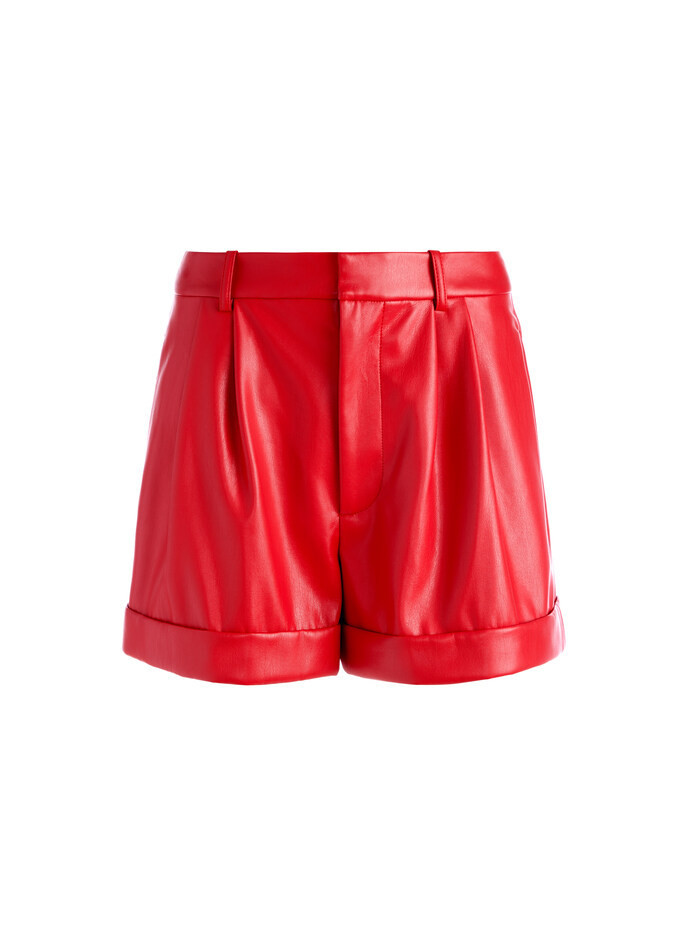 CONRY VEGAN LEATHER PLEATED CUFF SHORT | Alice + Olivia