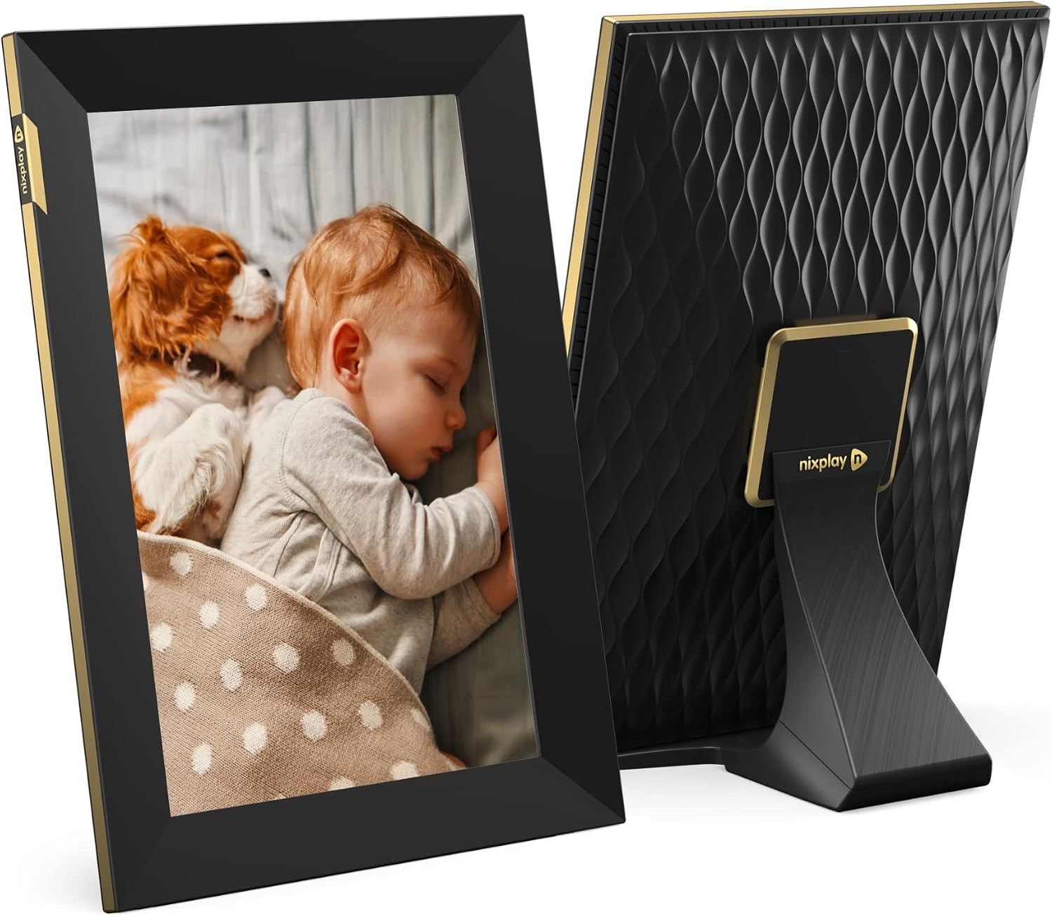 Nixplay 10.1 inch Touch Screen Digital Picture Frame with WiFi (W10K) - Black-Gold - Unlimited Cl... | Amazon (US)