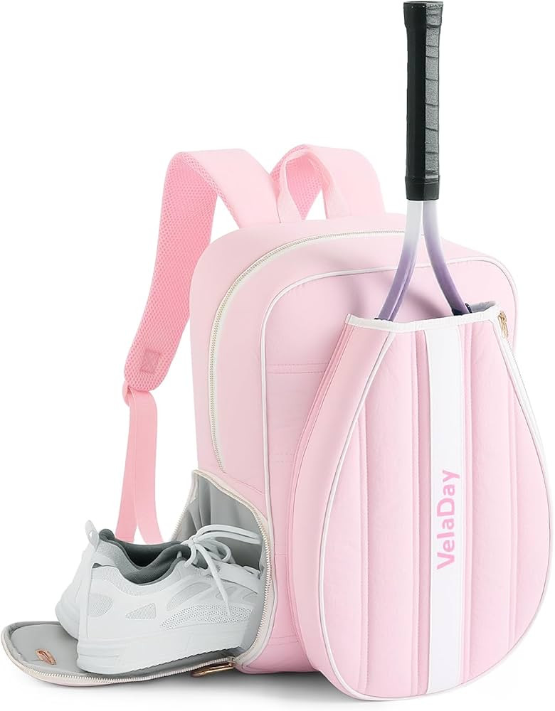 Quilted Tennis Bag for Women Men- Large Tennis Backpack Holds 2 Rackets with Ventilated Shoe Comp... | Amazon (US)