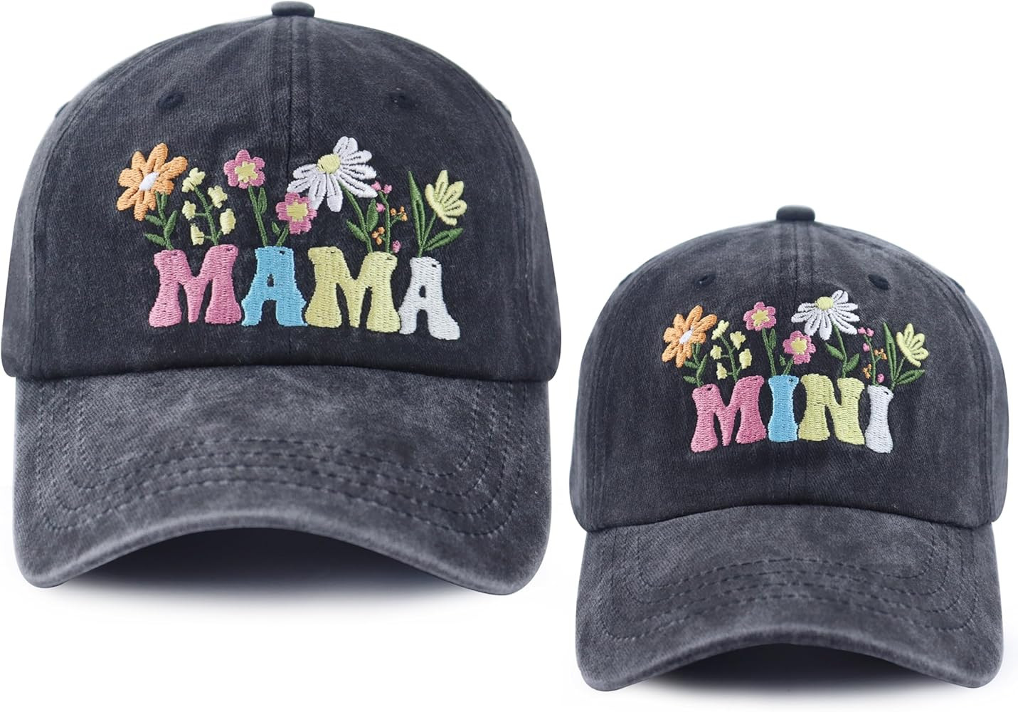 Mama and Mini Hats for Women Girls, Flower Decor Mom and Daughter Outfits Baseball Cap | Amazon (US)