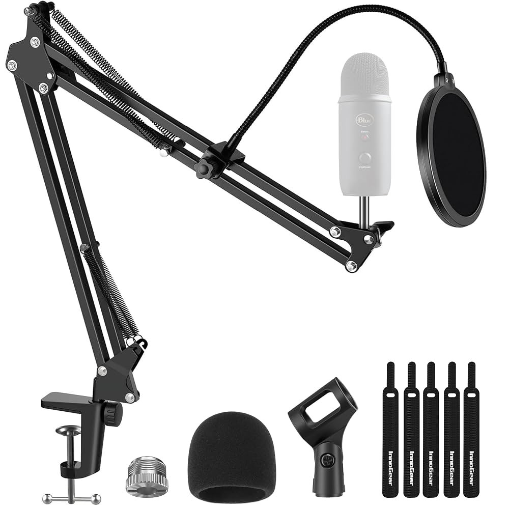 InnoGear Mic Stand for Blue Yeti, Heavy Duty Microphone Stand with Microphone Windscreen and Dual... | Amazon (US)