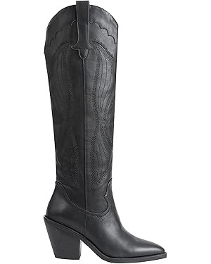 Women's Modern Embroidered Western Cowgirl Knee High Boots Pointed Toe Fashion Classic Pull Class... | Amazon (US)