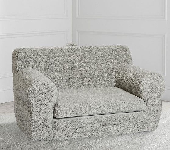 Gray Cozy Sherpa Anywhere Sofa Lounger® | Pottery Barn Kids