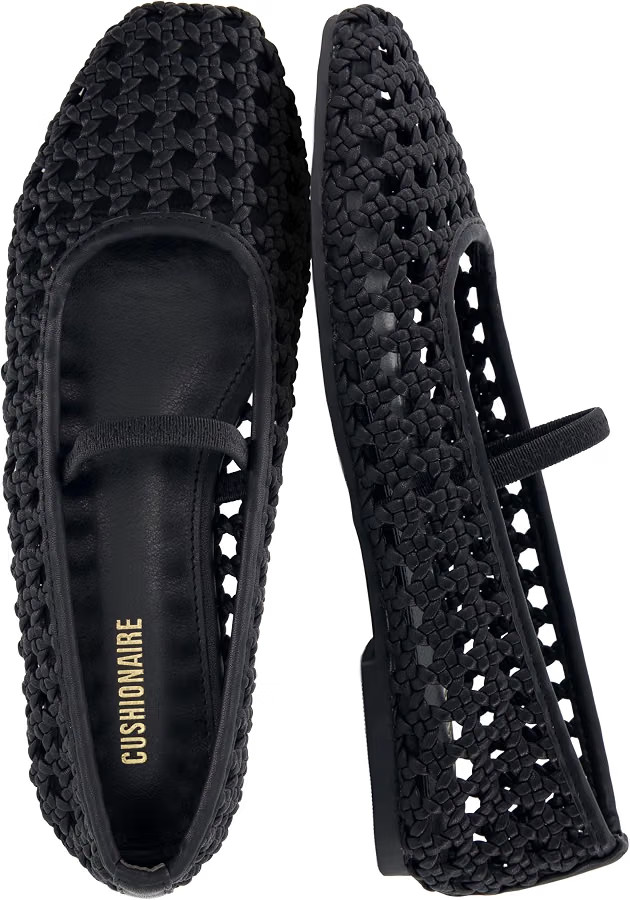 CUSHIONAIRE Weavy Woven Ballet Flats for Women, Square Toe Mary Jane Flats with Elastic Strap, Wi... | Amazon (US)