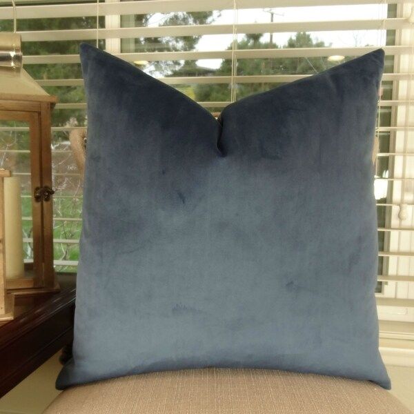 Thomas Collection Solid Dark Blue Luxury Throw Pillow, Handmade in USA, 15003D | Bed Bath & Beyond