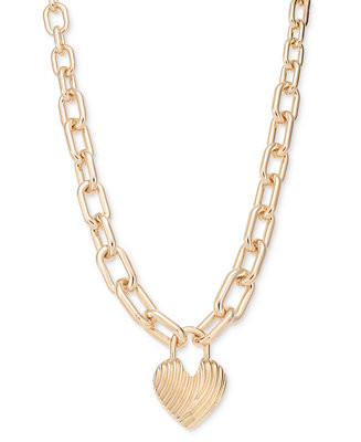 Gold-Tone Large Heart Chunky Link Pendant Necklace, 18" + 3" extender, Created for Macy's | Macy's