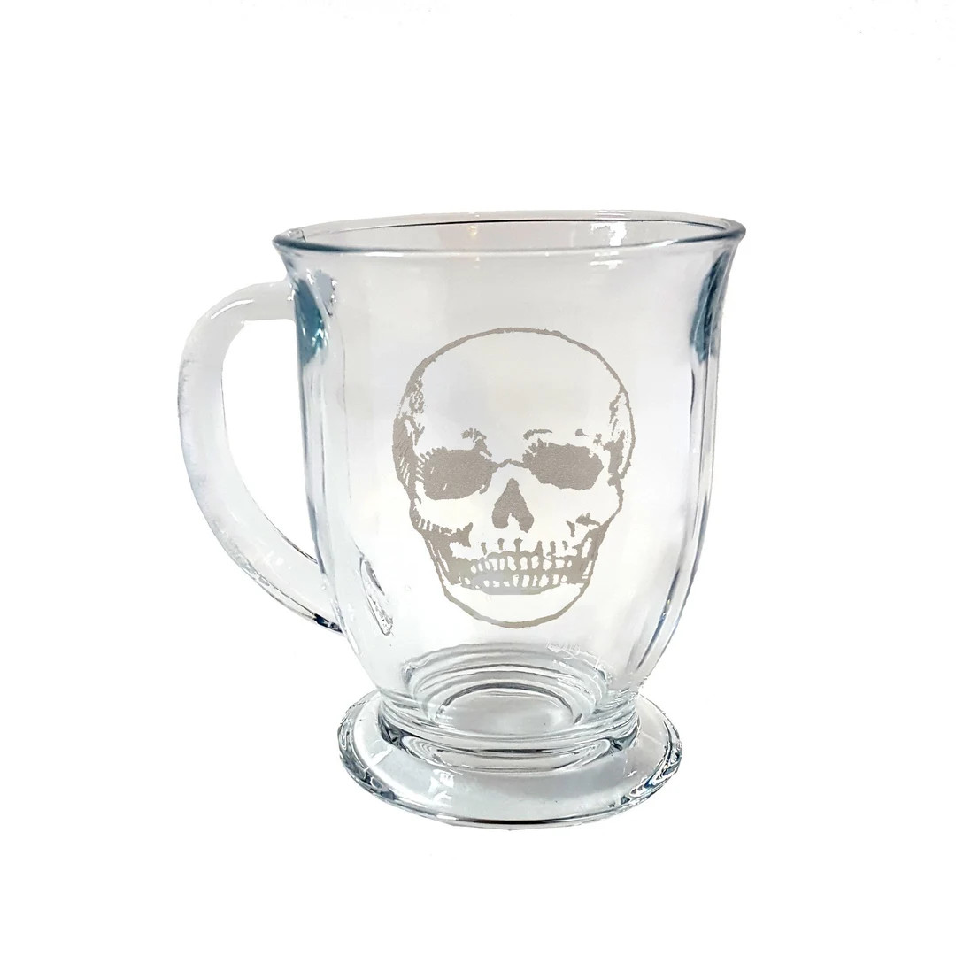 Anatomical Skull Engraved Glass Coffee Mug: Free Personalization, 16 Ounce - Etsy | Etsy (US)