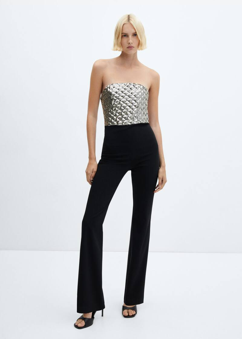 Sequined strapless jumpsuit -  Women | Mango USA | MANGO (US)
