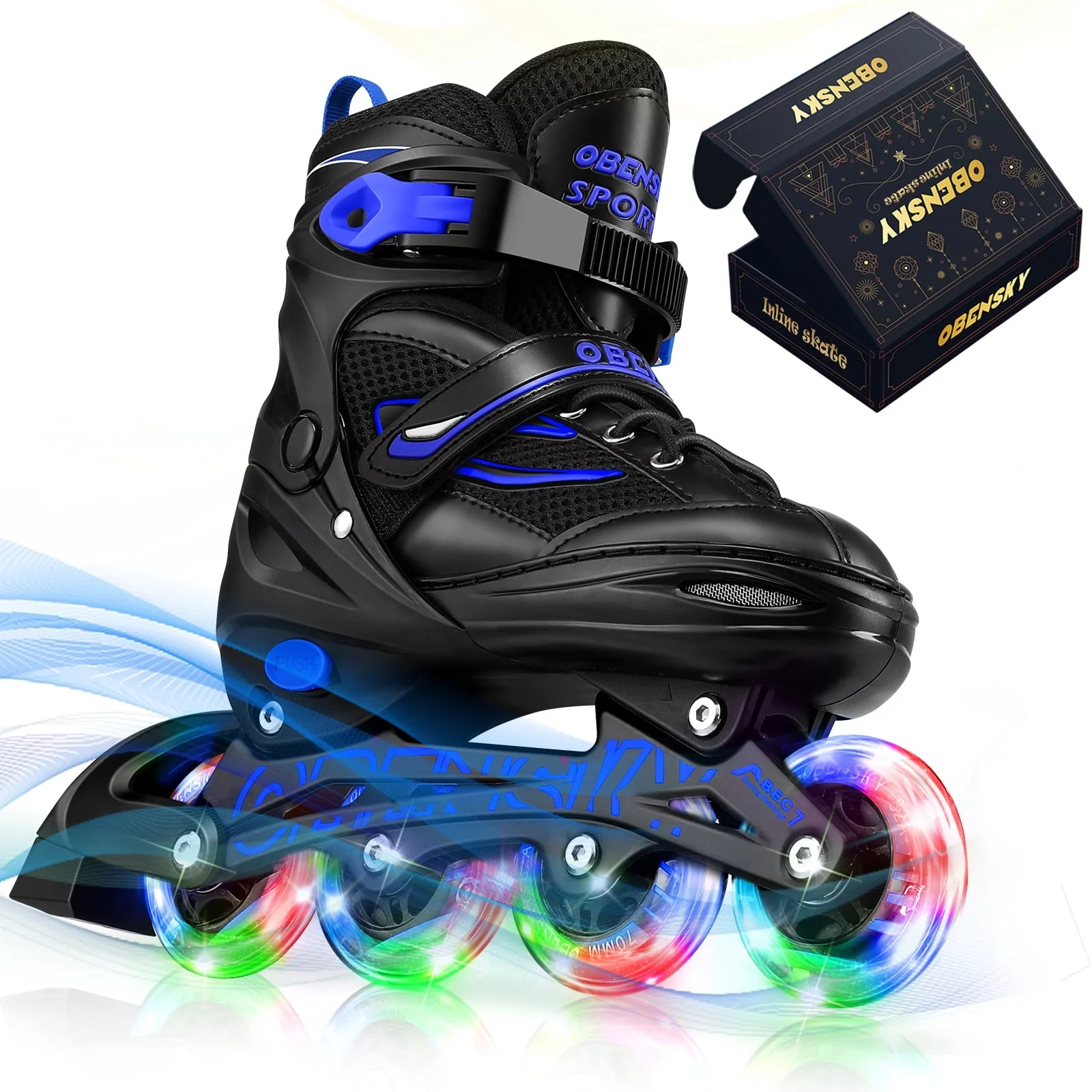 OBENSKY Adjustable Inline Skates, Illuminating Roller Blades for Kids & Youth Beginner w/ Light u... | Walmart (US)