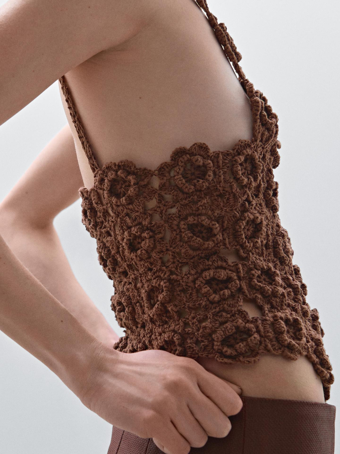 Top with crochet floral details - Studio | Massimo Dutti UK