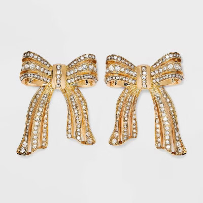 SUGARFIX by BaubleBar Crystal and Gold Bow Statement Stud Earrings - Gold | Target