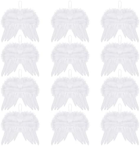 Amazon.com: Lystaii 12pcs Angel Feather Wings Ornament for Crafts Mini Angel Wings Christmas Tree... | Amazon (US)