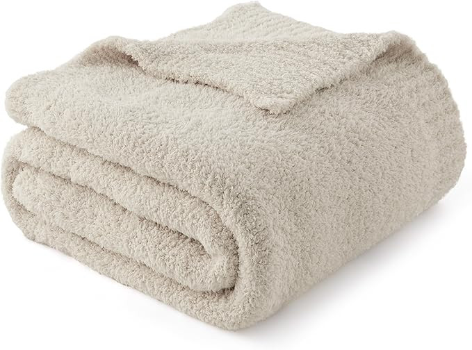 Bedsure Ivory Knit Throw Blanket for Couch, Bedding Sofa - Super Soft, Cozy, Fuzzy, Fluffy Blanke... | Amazon (US)