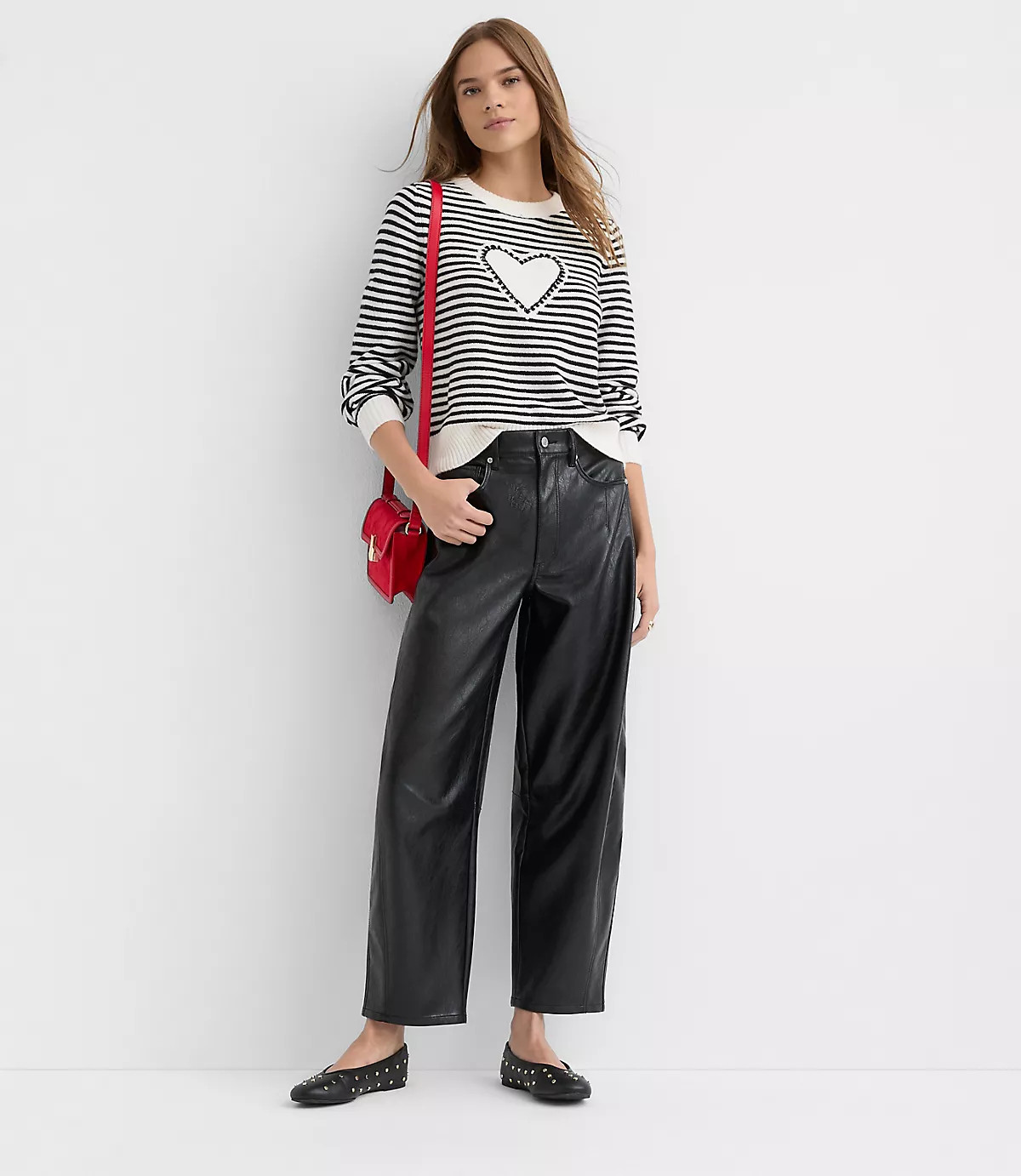 Heart Stripe Blouson Sweater | LOFT