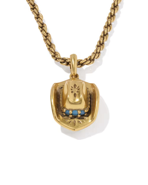 Tiny Cowboy Hat Vintage Gold Short Pendant Necklace | Kendra Scott