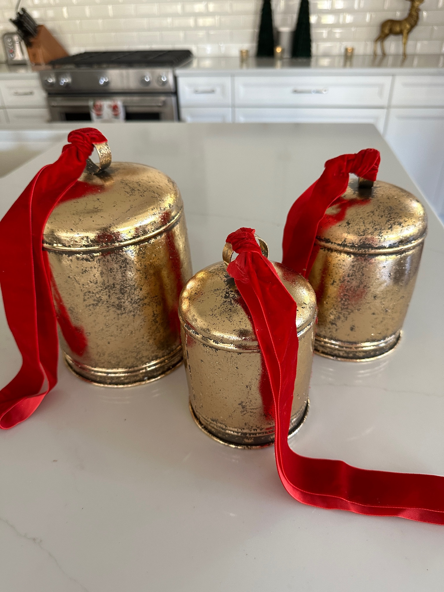 Vintage gold bells with red ribbon

#LTKhome #LTKSeasonal #LTKHoliday