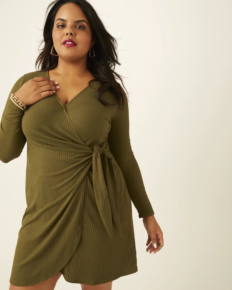 Ravenna Plus-Size Long-Sleeve Faux-Wrap Dress | Dia&Co | Dia&Co