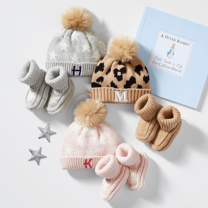 Cotton Cashmere Baby Hat & Bootie Set | Mark and Graham