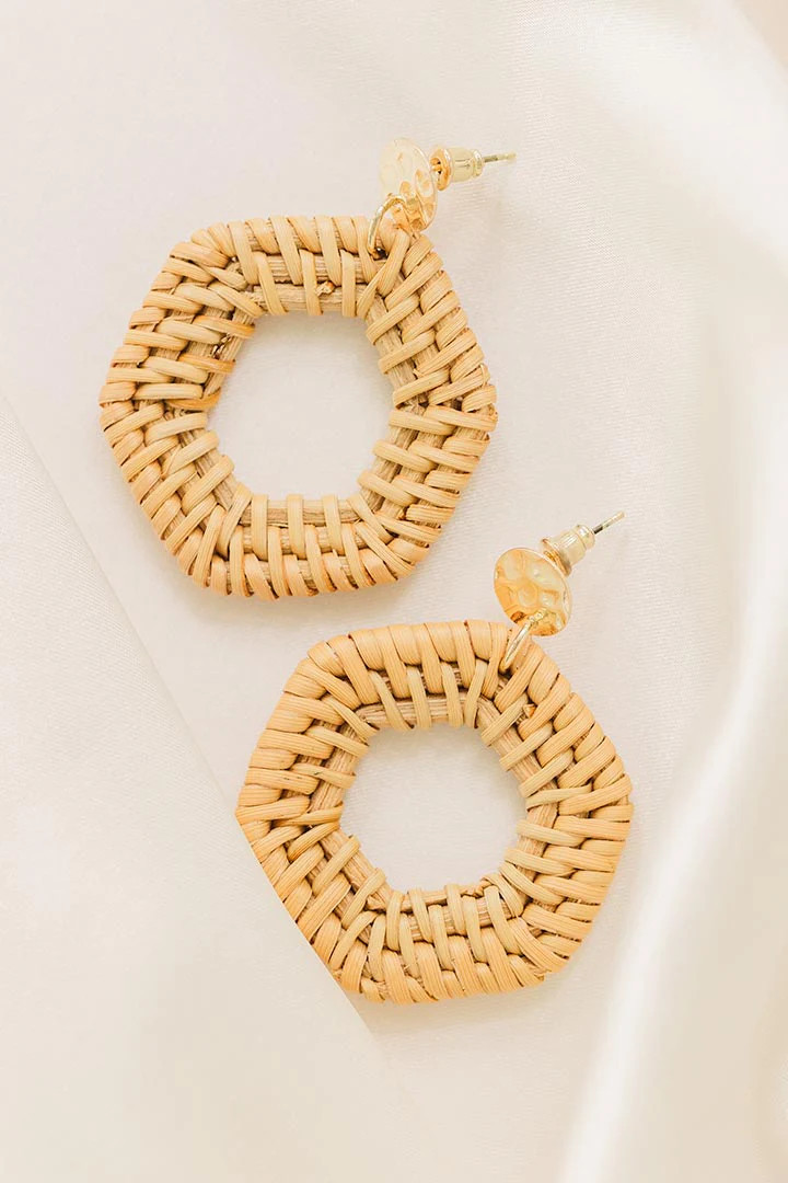 Rattan Hexagon Earrings | Harper Meyers + Co