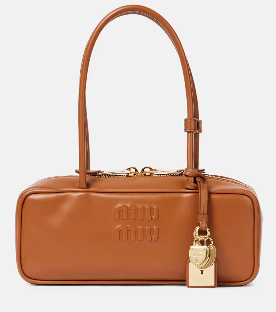 Miu Miu Beau logo embossed leather tote bag | Mytheresa (INTL)