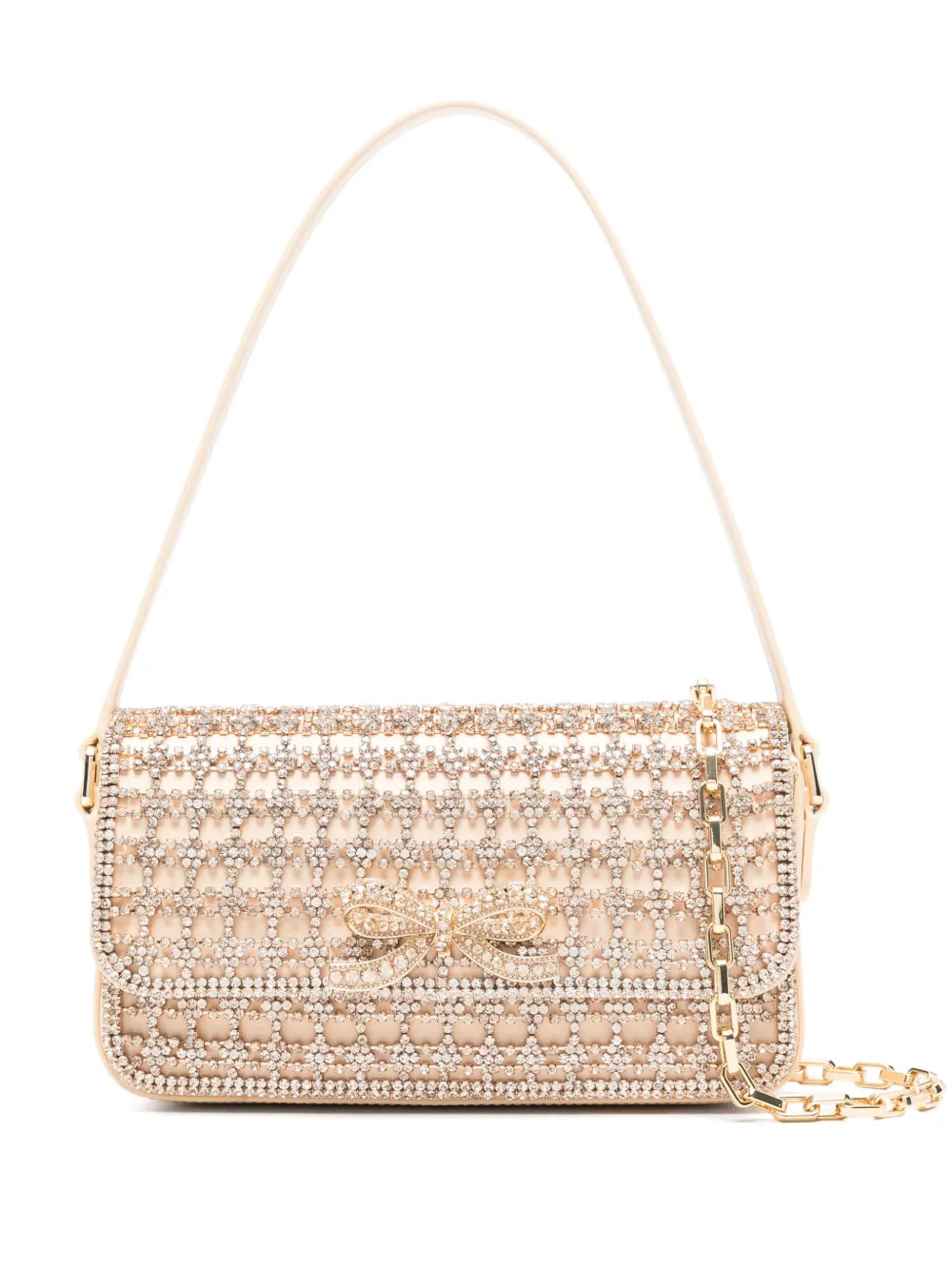 Self-Portrait crystal-embellished Shoulder Bag | Neutrals | FARFETCH AU | Farfetch Global
