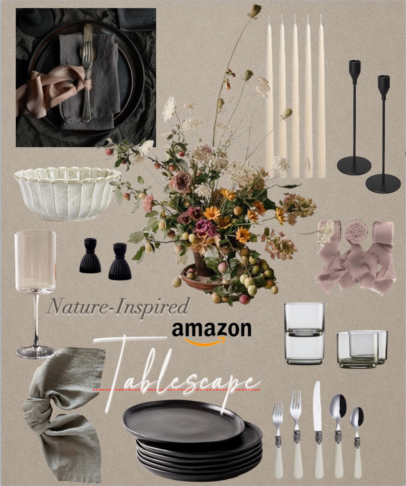 Nature-Inspired Amazon Tablescape // moody-earthy palette 

#LTKHoliday #LTKSeasonal #LTKhome