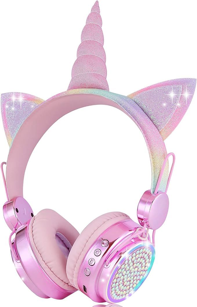 KORABA Kids Wireless Headphones for Girls Children Teens, LED Light Up Bluetooth Unicorn Headphon... | Amazon (US)