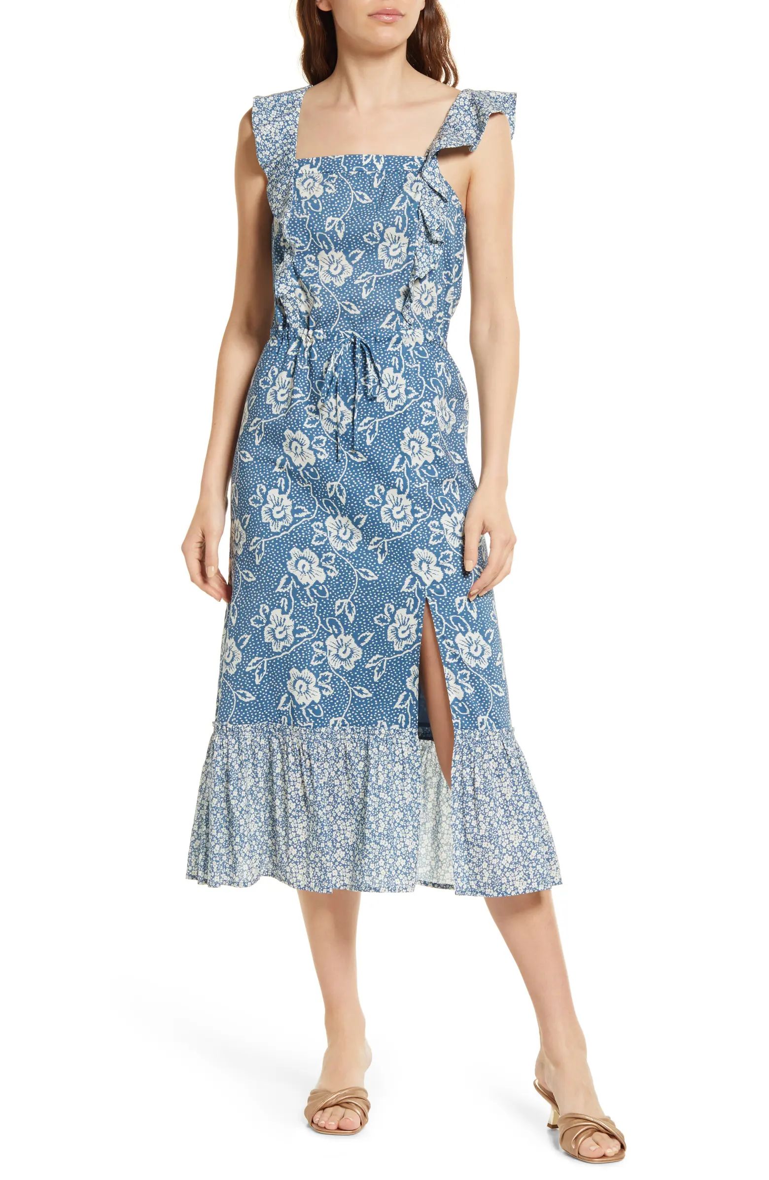 PAIGE Poppy Mix Floral Cotton Midi Dress | Nordstrom | Nordstrom
