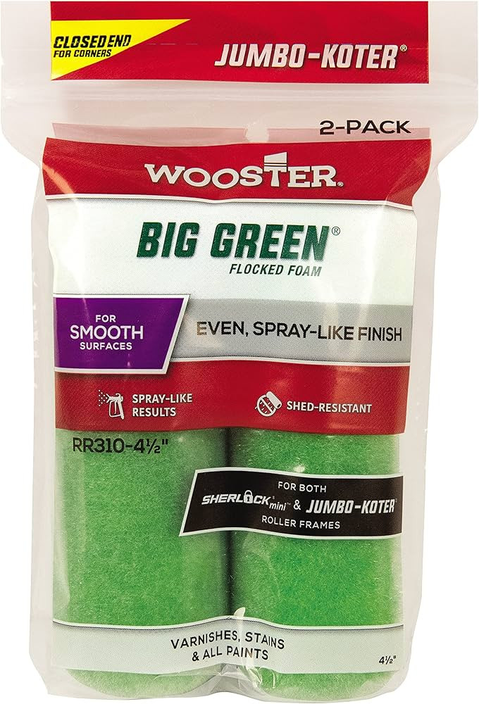 Wooster Brush RR310-4 1/2 Jumbo-Koter Big Green Paint Roller, 4-1/2 in L, Fabric Cover, Phenolic ... | Amazon (US)