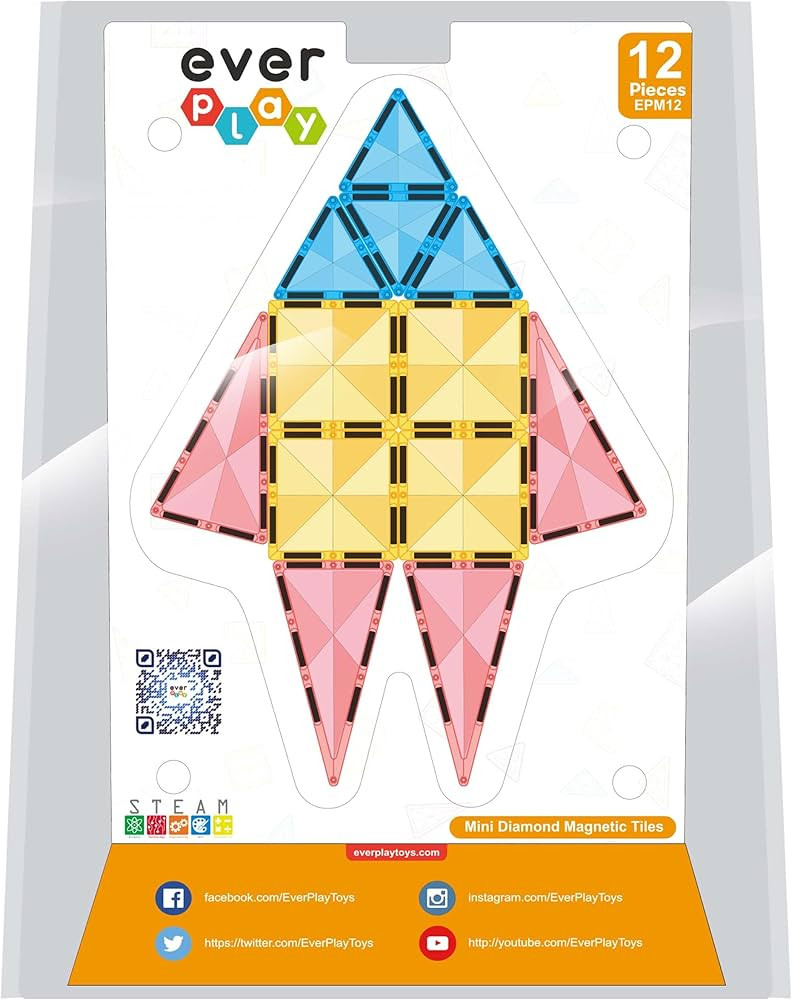 Everplay Magnet Tiles Building Block Toy Set Travel Size Mini Diamond Series Magnetic Constructio... | Amazon (US)