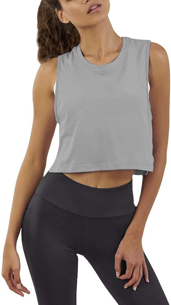 Mippo Crop Tops Workout Tops Flowy Cropped Muscle Tank Gym Exercise Clothes for Women | Amazon (US)