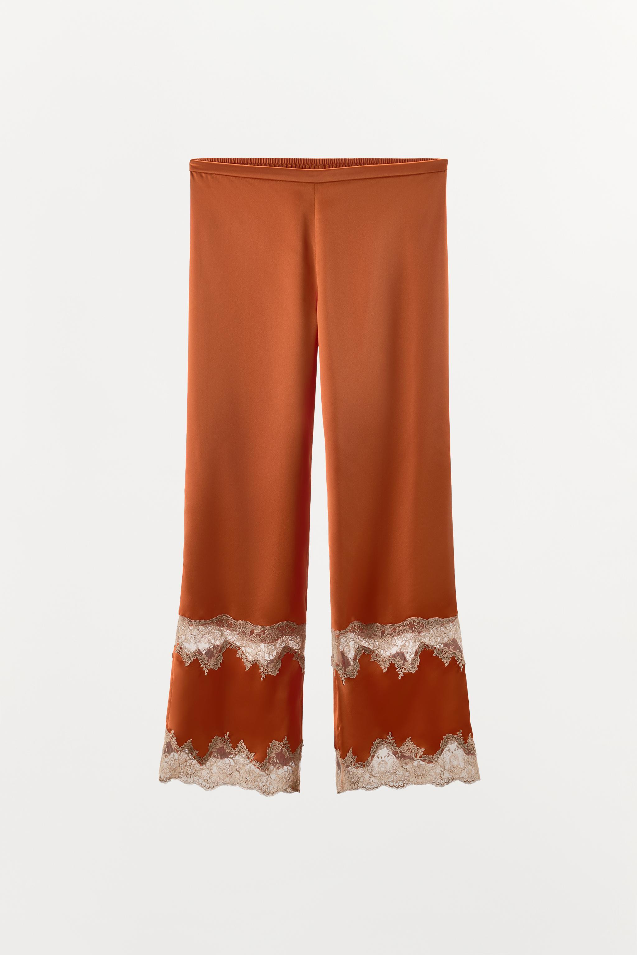 SATIN EFFECT EMBROIDERED PANTS | Zara US