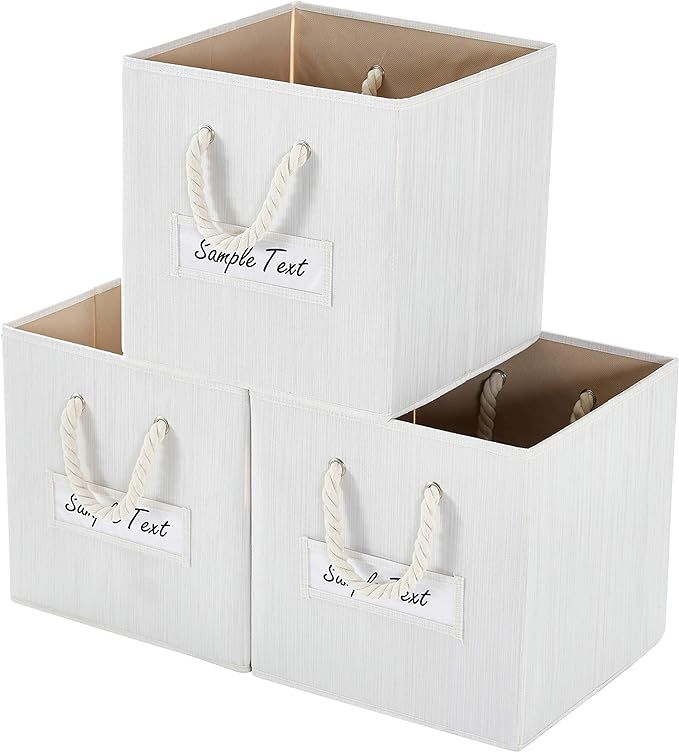 Onlycube Hadioo 3 Pack Foldable Bamboo Fabric Storage Bins for Cube Organizer with Cotton Rope Ha... | Amazon (US)
