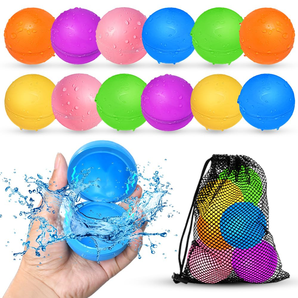 12Pcs Reusable Water Balloons, Pool Beach water Toys for Boys and Girls, Outdoor Summer Toys for ... | Amazon (US)