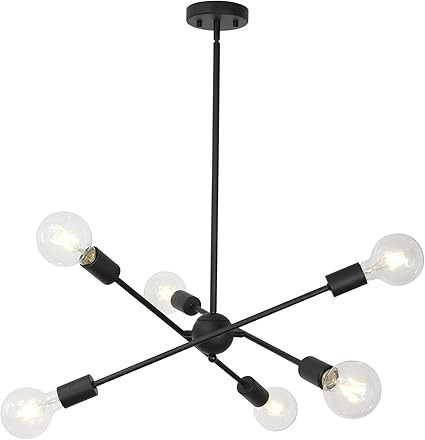 BONLICHT Sputnik Chandelier Lighting 6 Lights Black Chandelier Mid Century Pendant Light Vintage ... | Amazon (US)