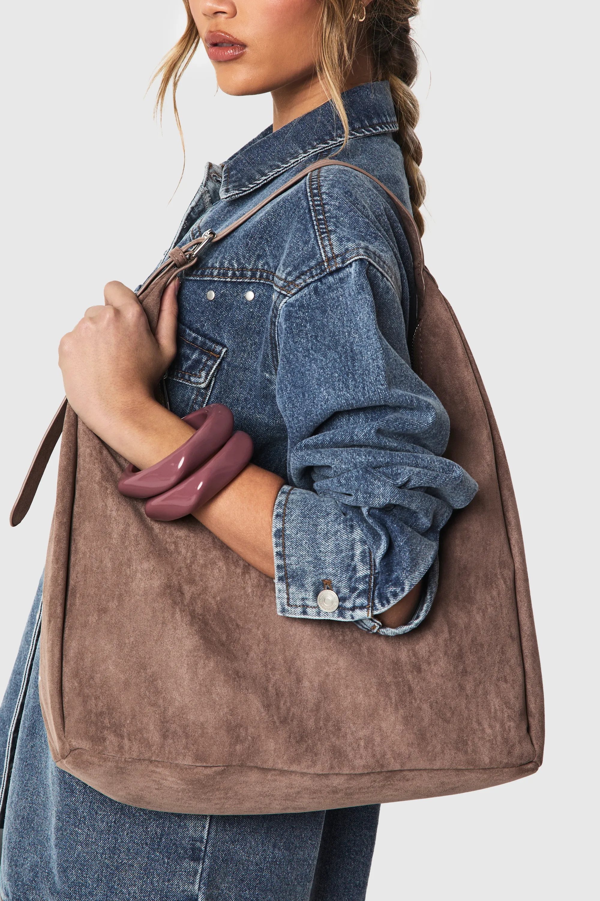 Faux Suede Slouchy Shoulder Bag | Boohoo.com (UK & IE)