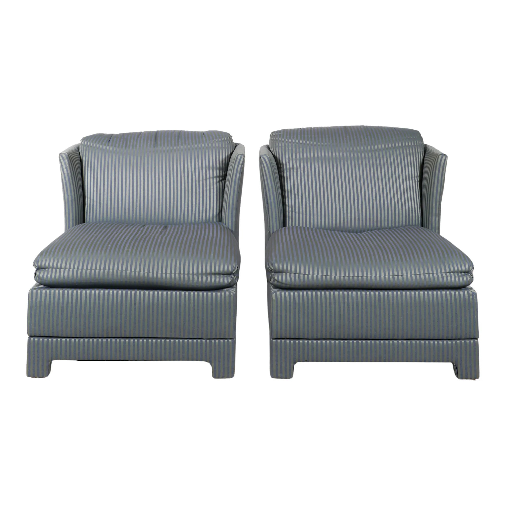 Set of Blue Striped Chairs | Scout Design Studio