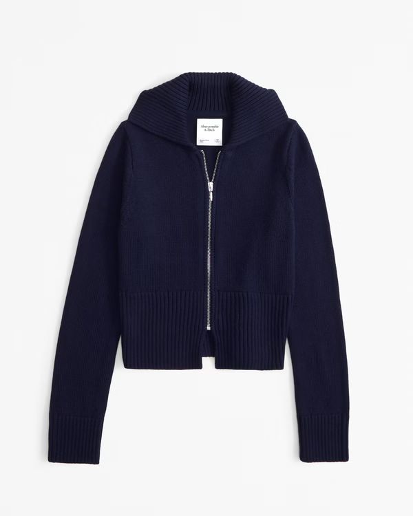 Zip-Up Collared Cardigan | Abercrombie & Fitch (US)