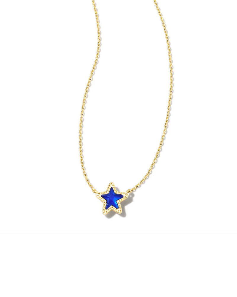 Jae Gold Star Small Short Pendant Necklace in Cobalt Blue Illusion | Kendra Scott