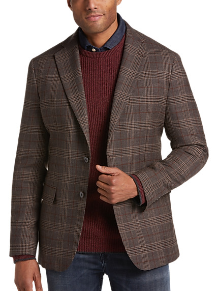 Joseph Abboud Modern Fit Wool Sport Coat, Brown Plaid | The Men's Wearhouse