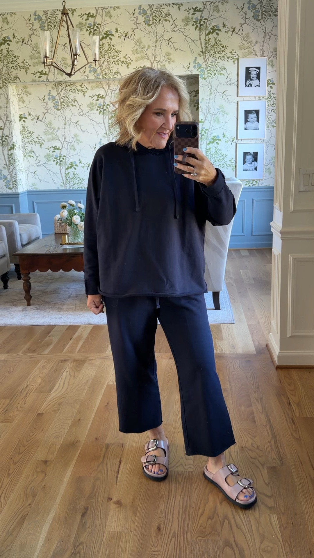 Quince French terry shop now!!! 
Wearing size medium 
Travel outfit loungewear 

#LTKPetite #LTKTravel #LTKOver40